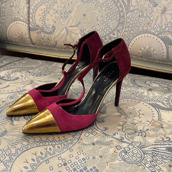 Gucci high heels. Pink gold and burgundy color. Brand new and never been used! - Picture 1 of 3